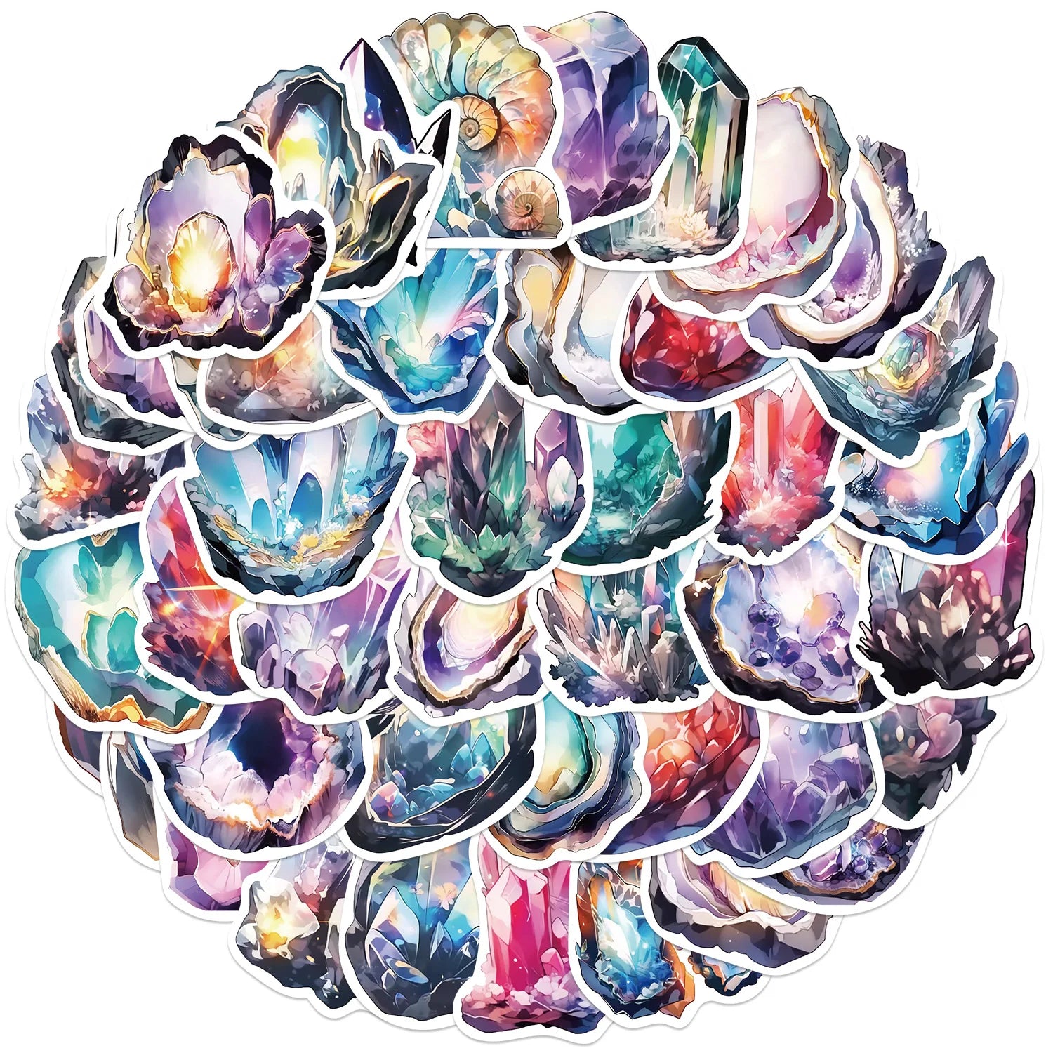 New 50pcs Aesthetic Diamond Art Conch Luxury Gem Crystal Sticker