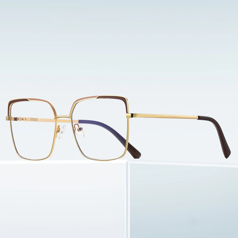 Square Optical Glasses Frame Blue Light Blocking Metal Eyeglasses Frame for Women Logo Custom Eyewear