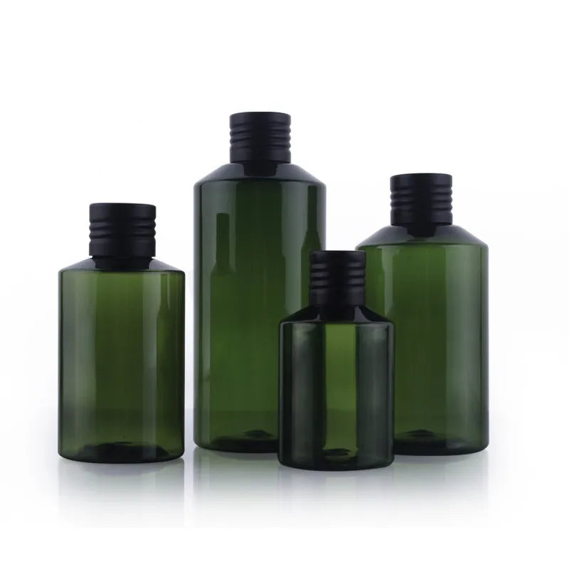100ml 200ml 300ml Leakproof Green Lotion Toner Bottles PET Pump Sprayer Screen Printing Customized Labels for Shower Gel/Shampoo