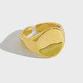 Simple Geometric Round Design Gold Plated S925 Sterling Silver Fashion Open Adjustable Rings for Women JA380