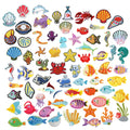 Cute Ocean Marine Animal Starfish Coral Sea Horse Hippocampus Fish Seashell Conch Shell Design Iron on Embroidered Patches