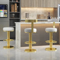 Hot Sale Luxury Bar Stools Microfiber Leather Golden Height Adjustable Stainless Steel Frame Modern Design Home Hotel Use