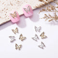 10Pcs Butterfly Crystal Rhinestones Nail Art Charms Gold Silver Butterfly Zircon Diamond DIY Nail Art Decoration Accessories