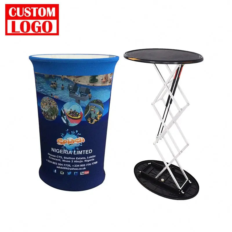 Custom LED Pop up Trade Show Display with Aluminum Frame Foldable Counter Podium for Exhibition