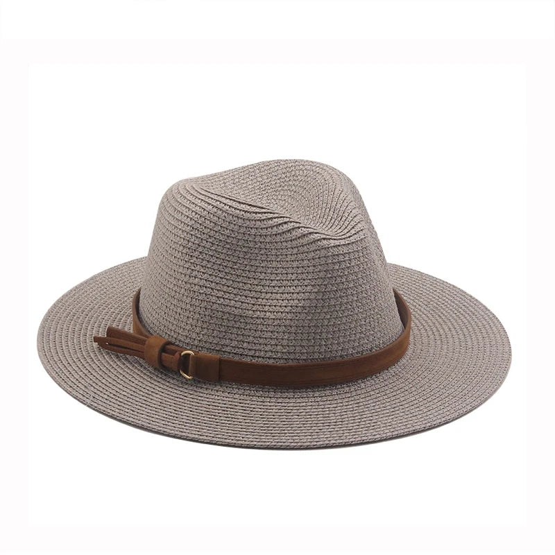 Multi Color Women Men Plain Beach Panama Straw Hat Ladies Shallow Straw Brimmed Hat Summer Beach Mens Sun Hat Straw