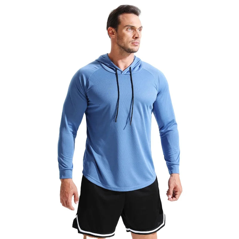 Men's Autumn Plus Size Breathable Quick-drying Spandex/Polyester Printed Comfortable Running Basketball Training Hooded Regular