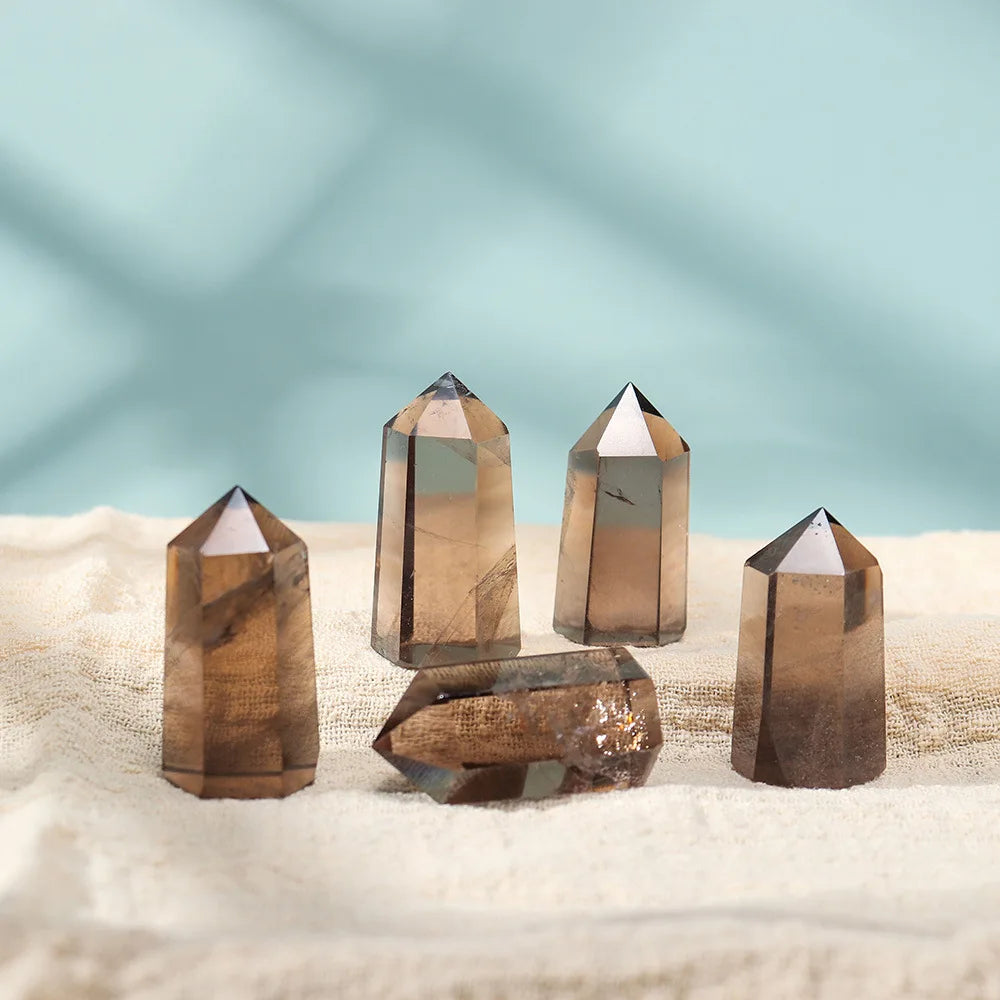 Wholesale Healing Reiki Gemstone Tower Smoky Quartz Wand Points for Home Decoration
