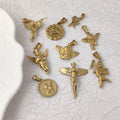 Wholesale Hypoallergenic 18k Gold Plated Custom Jewelry Angle Pendant Stainless Steel Charms for Jewelry Making MSPC003