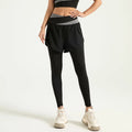High-Waisted Anti-Light Running Yoga Pants Tight Skirt Set Four-Way Stretch Breathable Quick Dry Elastic Waist Closure Plaid