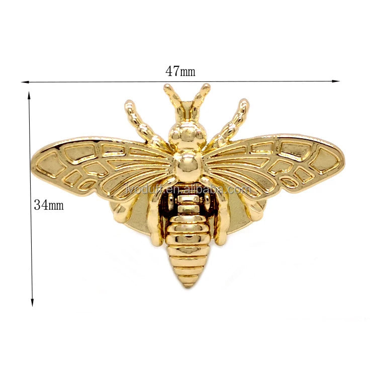 New Bee Shape 47x34mm Light Gold Clasp Bag Metal Lock Handbag Lock