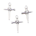 Charms Nail Cross 25x16mm Antique Silver Color Pendants Making DIY Handmade Tibetan Finding Jewelry