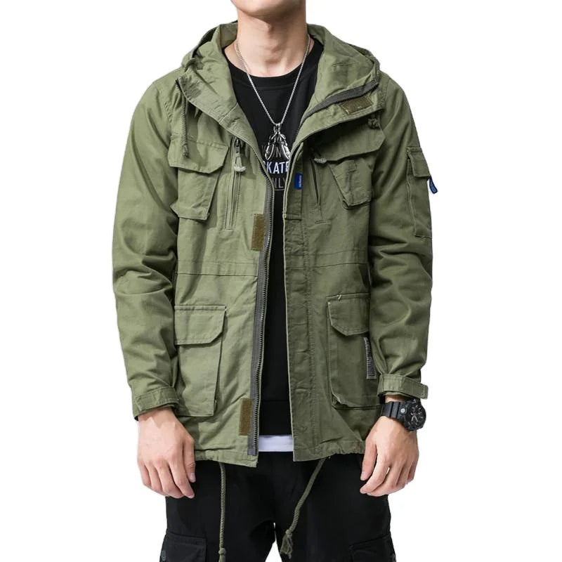 Yali Manufacturer Mens Clothing Jacket Cargo Jacket Custom Green Vintage Multi Pocket  Jacket for Men