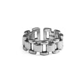 New Fashion Simple Open Ring Korean Design Jewelry for Women Lock Chain Metal Hollow Rings