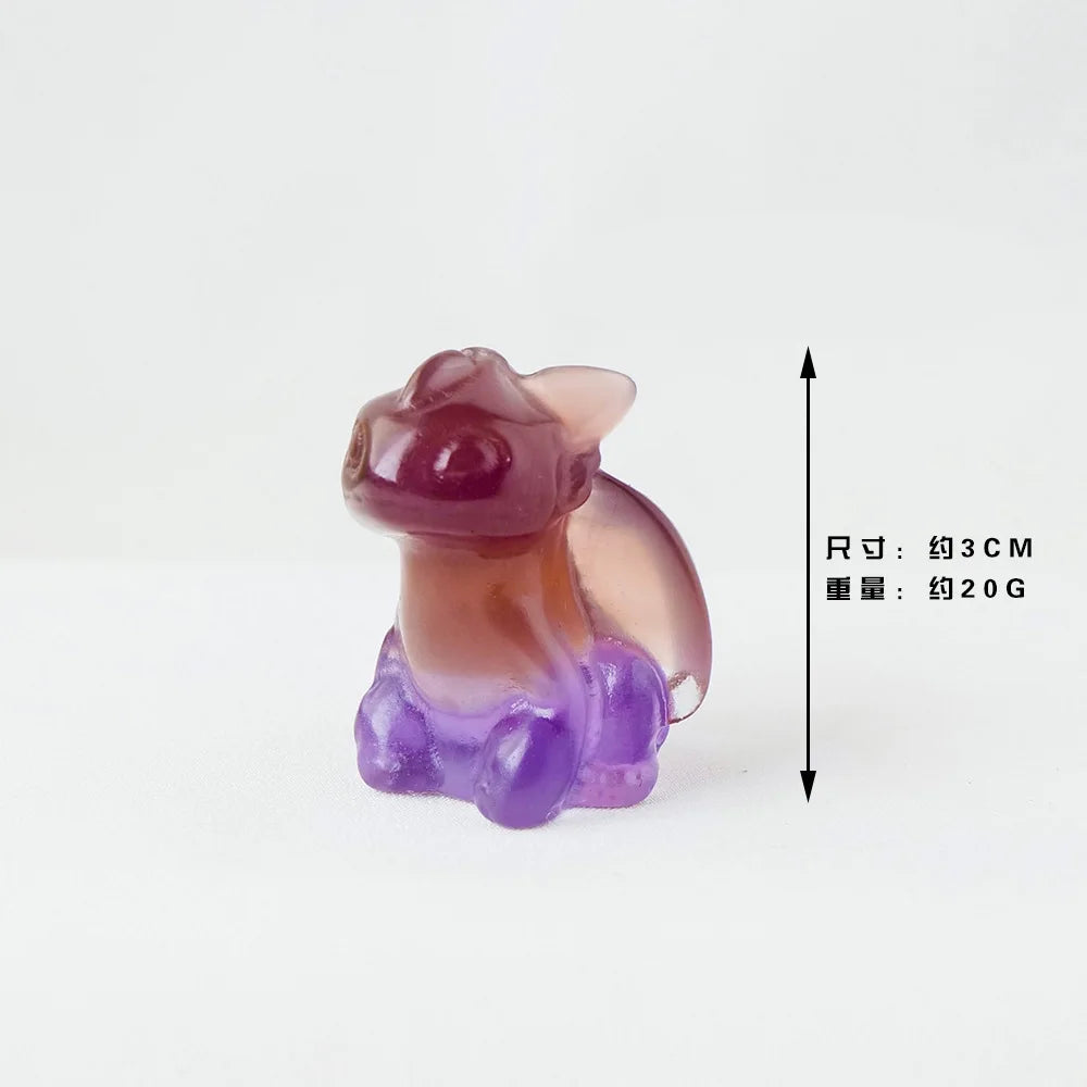 HZ Hand Carved Natural Fluorite Toothless Dragon Carving