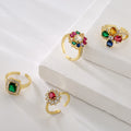 Popular Wedding Shiny Princess Cut Chunky Cubic Zircon Diamond Red Women Finger Rings