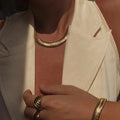 Wholesale Custom Stainless Steel Jewelry PVD 18K Gold Plated 8mm Chunky Snake Chain Bracelet and Necklace Set for Women