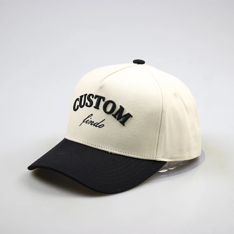 New Arrival Two Tone Baseball Dad Hats 5 Panel Cotton with Plain Curved Brim Custom Embroidery Logo Sporty Fruit Pattern Gorras