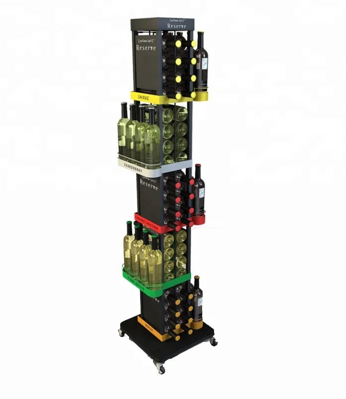 Movable Modern Rack Wine/Retail Shops Whisky Display Rack With Wheels