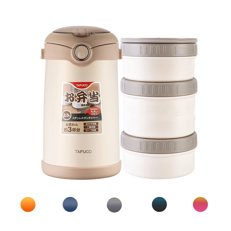 High Quality Primacy 304 Stainless Steel Insulated Lunch Box Thermal Food Flask Plastic Triple Tier 6h Heat Retention for