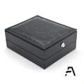 Simple Black Leather PU Rectangle Box for Cufflinks with Square Pattern
