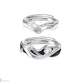 Romantic Silver Plated Zircon  and the Rose Couple Rings for Women Men Wedding Engagement Ring Jewelry