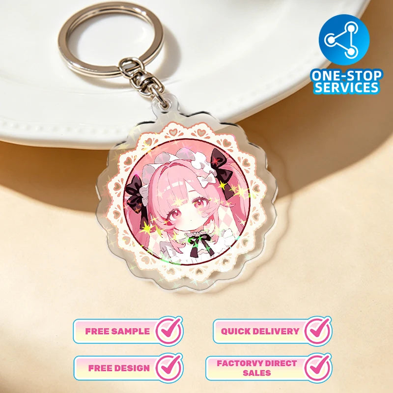 Custom  Cartoon Anime Genshin Impact Printing Acrylic Key Chain Acrylic Charms clear Plastic Acrylic Keychain