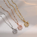 Fashion New Designer CZ Zircon Luxury Crystal Stainless Steel Gold Star Necklace Jewelry for Women