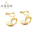 Ason Jewelry Wholesale Stainless Steel 14k Gold Plated Stud Earrings Fashion Hollow C-Shape Earrings