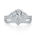 Somen Luxury Jewelry S925 Sterling Silver Platinum Plated Pear Cut D Grade 1.0CT Moissanite Rings for Women Wedding Engagement
