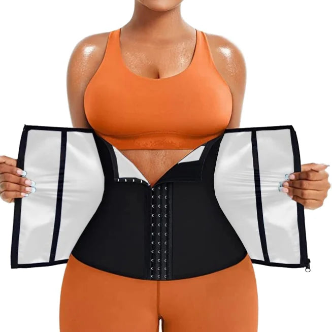 Women's Double-Layer Silver Ion Sweat Belt Custom Logo Waist Trainer for Sauna Fitness Slimming Waist Trimmer