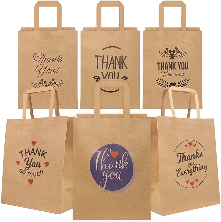 Large Brown Kraft Thank You Bags Gift Packaging Paper Bags for Small Business Boutique