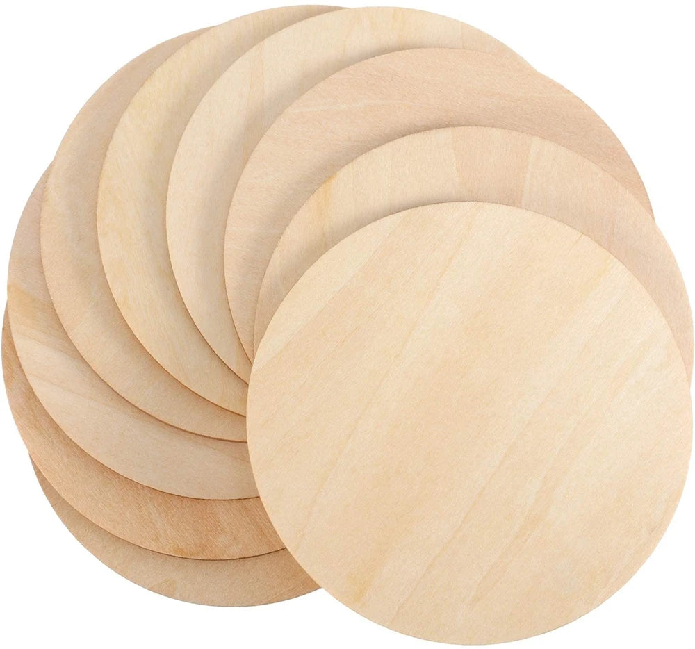 20 Inch 1/8 Inch Thick Basswood E0 10-Piece Circles Pack Decorative Round Wood Cutouts Board Type