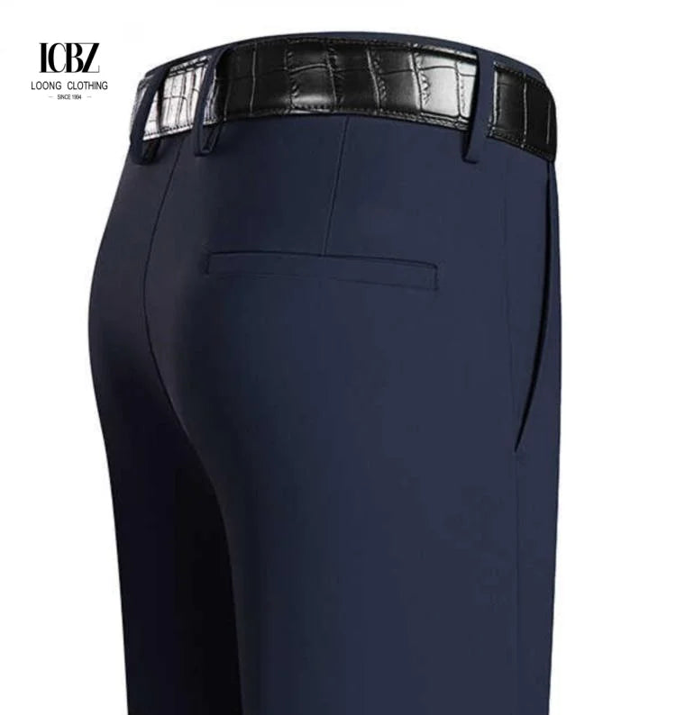 Men's Large Size Pleated Front Anti-Wrinkle High Stretch  Spring Autumn New Business Leisure Non-Ironing Plus Size Design Pants