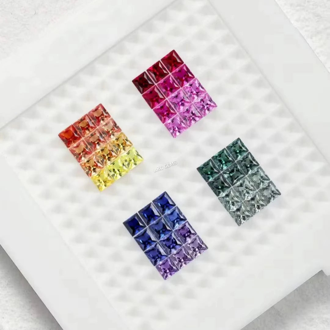 Zhanhao Multicolor Lab Created Loose Gemstone Hydrothermal Synthetic Ruby Corundum rainbow Lab Grown Sapphire Jewelry Stone