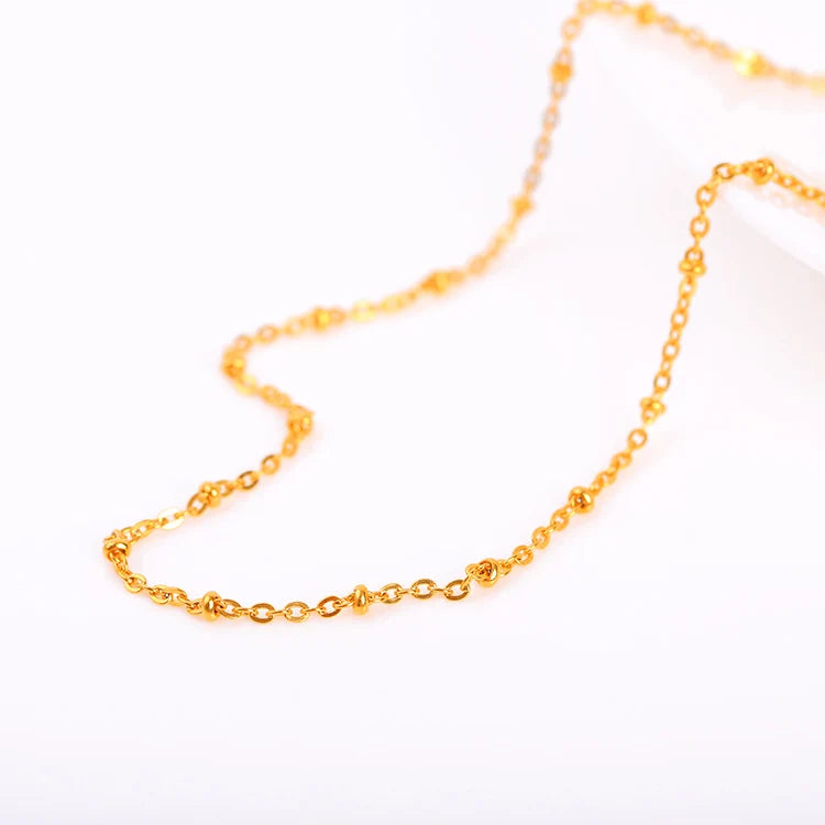 High Quality Fashion Necklace Jewelry 18k Gold Base Chain Roll Snake Wholesale Stainless Steel Beads Link Chain Necklace