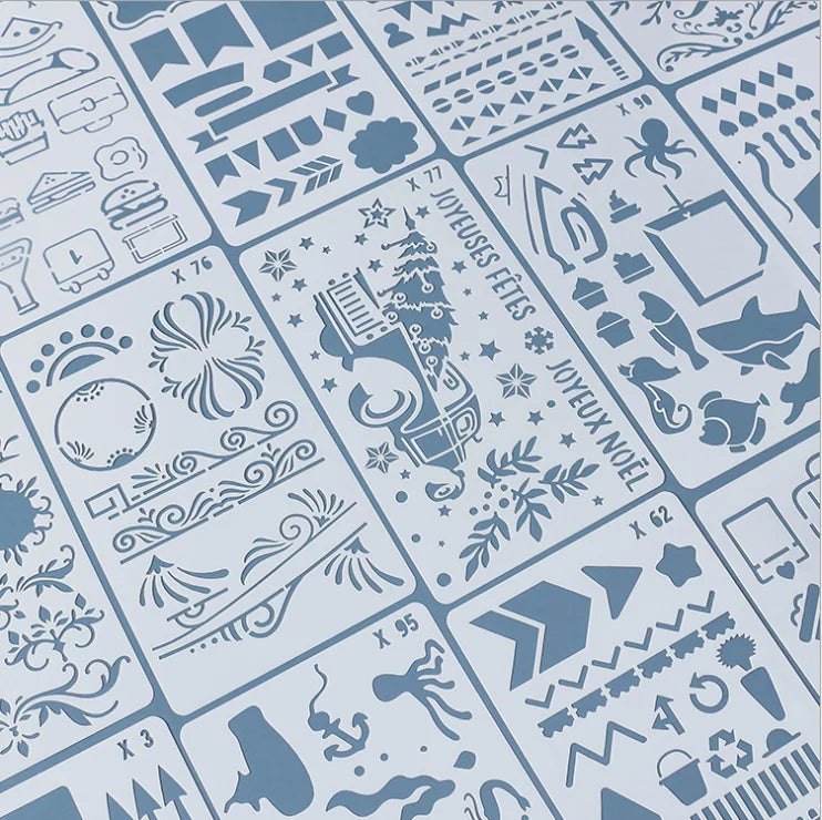 New 100pcs Pack of Different Style Plastic Stencil for Crafting and Drawing Art Supplies