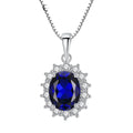 Fashion Jewelry 925 Pure Silver Geometric Chain Sapphire Classic Gem Princess Diana Pendant Necklace Luxury Necklace Jewelry