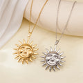 Wholesale New Waterproof Pvd Stainless Steel Cute Women Fashion 18k Gold Plated Charm Sun Pendant Necklace