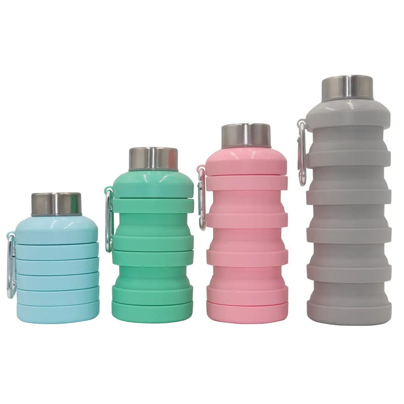 Wholesale Portable Reusable Silicon Collapsible Foldable Water Bottle BPA Free for Sports Boiling Water Applicable
