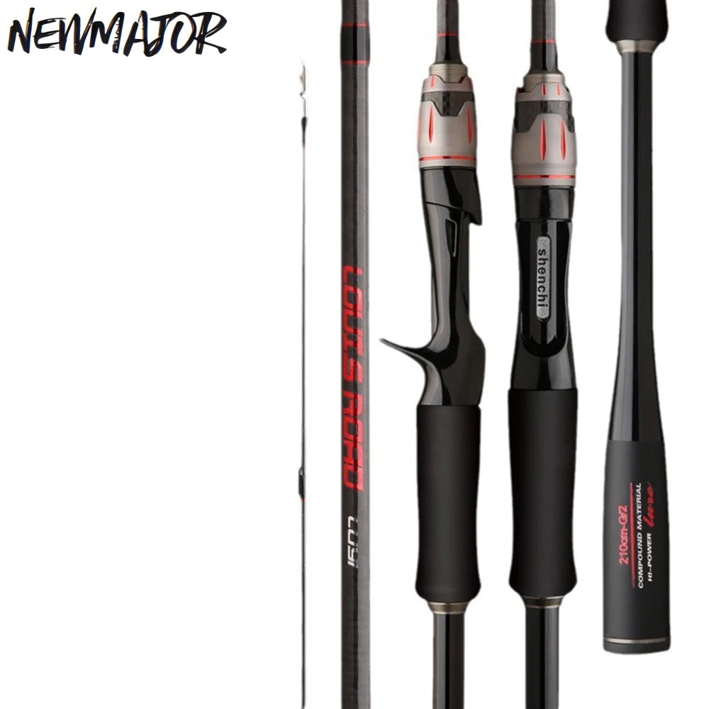 NEWMAJOR 1.8m 2.1m 2.4m ML 2-Section Spinning/Casting Carbon Fishing Rod Slow Action Fiber Pole for Freshwater River Lake Stream