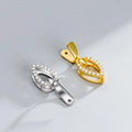 Personalized 925 Sterling Silver CZ Leaf Shape Pendant Clasp Pave Drop-Shaped Pinch Bail  Clasp for DIY Necklace Jewelry Making