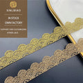 Water-Soluble Gold Thread Lace for Kids Clothing Unilateral Hollow Gold Bar Code Embroidered for Lolita Weddings Parties Shoes