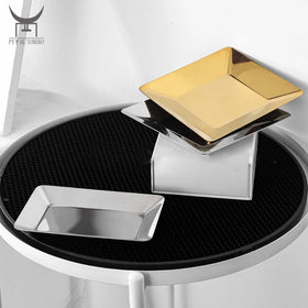 Nordic Luxury Pasta Plate Dinner Plates Restaurant Rectangular Snack Gold Plate Stainless Steel Silver Gold Serving Tray