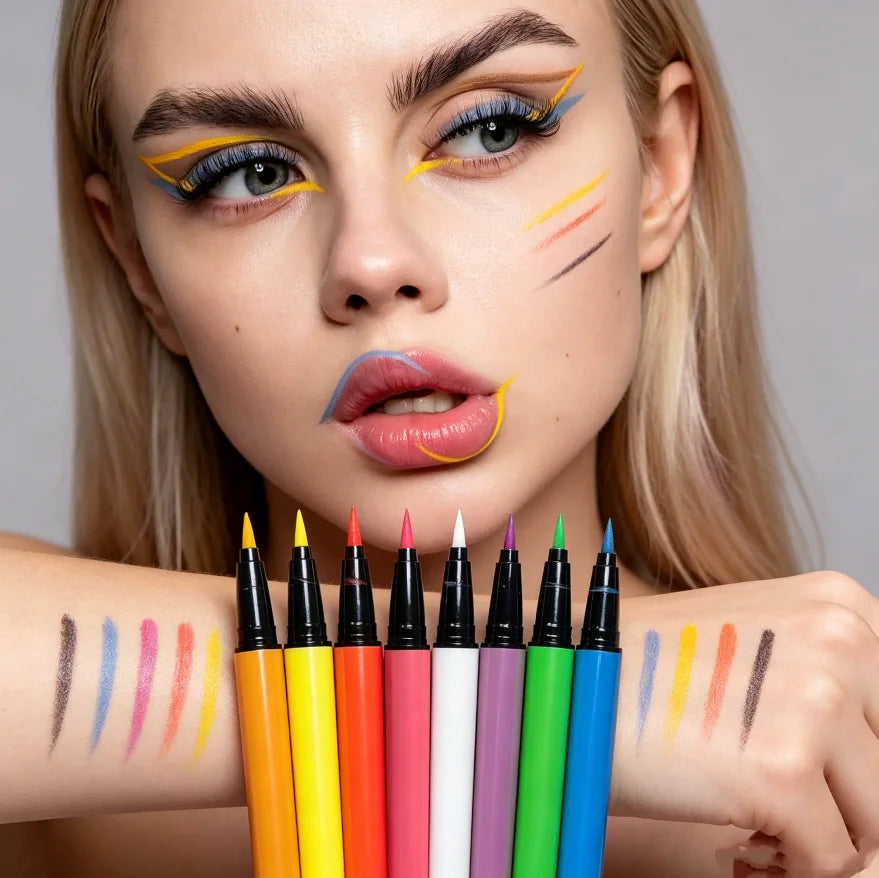 Private Label UV Colorful Liquid Eyeliner Waterproof and Long-Lasting Liquid Eyeliner Ultra-Thin Smooth