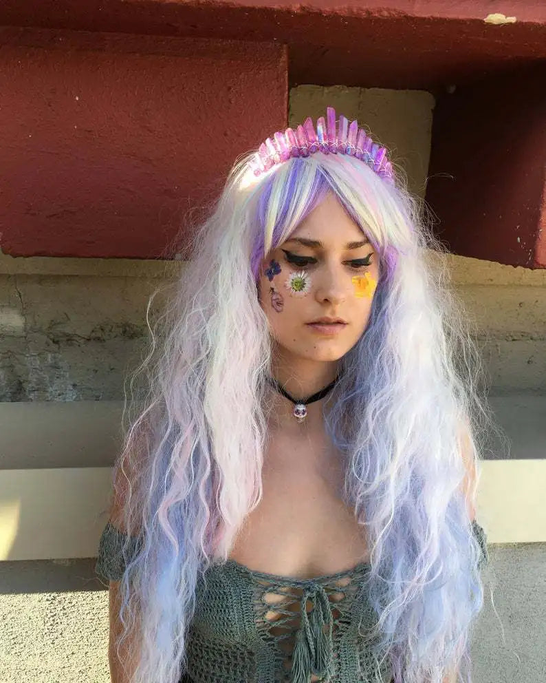 DIY DIY Hot Selling Rainbow purple natural crystal Pentagram electroplating colorful purple crystal Hairband HY