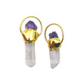 18K Gold Plated Gemstone Charm Raw Crystal Point Pendant Small Amethyst Cluster Classic Natural Stone Jewelry Necklace for Women