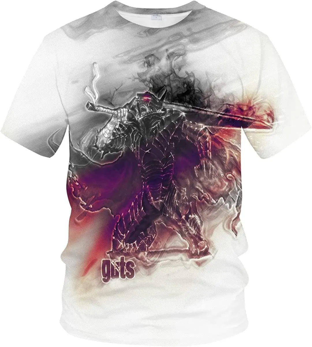 Fitspi Japanese Anime T-shirt 3d Printed Blood Guts Short Sleeve Shirt T Shirt Oversize Plush Tshirt
