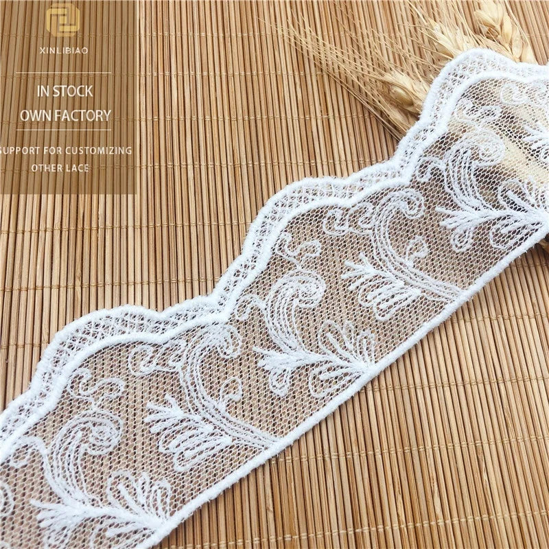 Milk Silk Lace Soft Home & Wedding Accessories Gauze Embroidery for Garments & Shoes 5CM Bar Code Width for Bags Decoration