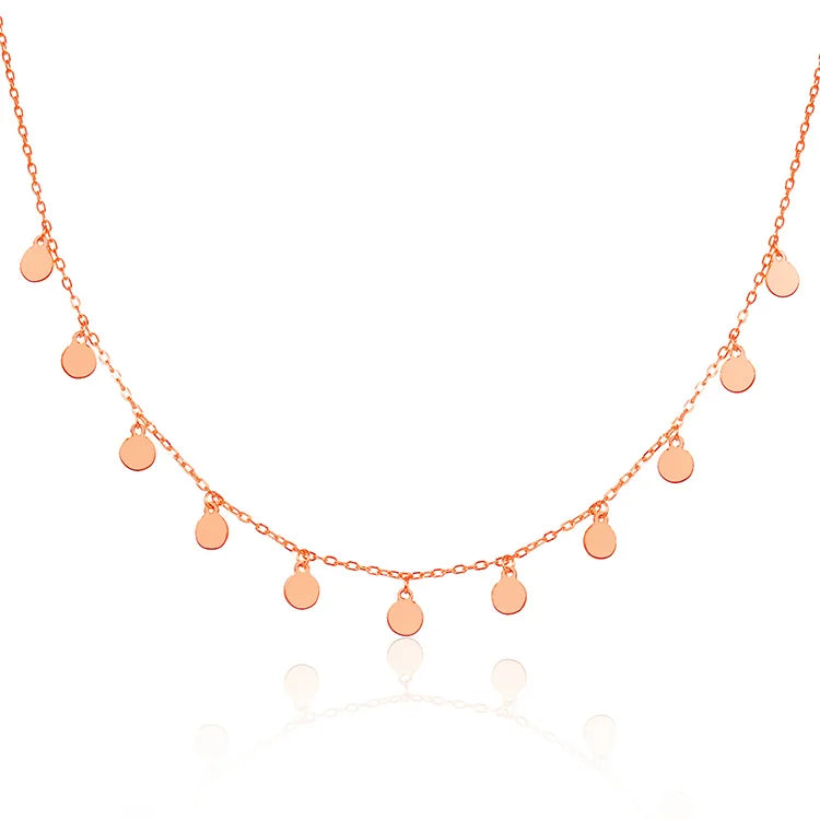 Elegant Design 925 Sterling Silver Necklaces Rose Gold Plated Women Bohemia Round Spot Indian Necklace