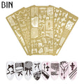 BIN New Design 6*12cm Nail Plate Gold Designer Hot Foil Stainless Steel Stamping Plate